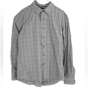 Apt 9 Men’s Size L Gray Plaid Button-Down Shirt Long Sleeve Modern Classic